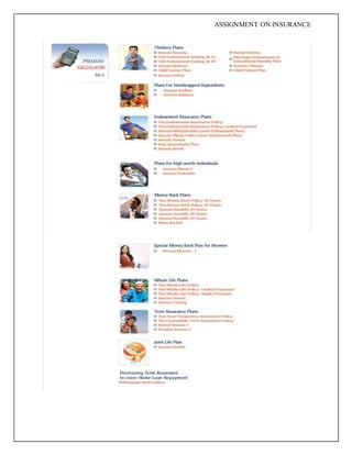 ASSIGNMENT ON INSURANCE
 
