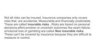 Non Insurable Risk Examples Insurance - types of insurance insurable and non insurable risk | PPTX