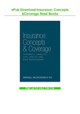 ePub Download Insurance: Concepts
&Coverage Read Books
Sign up for your free trial
 