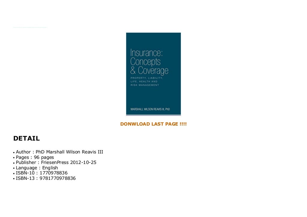 Insurance Concepts Coverage Property, Liability, Life