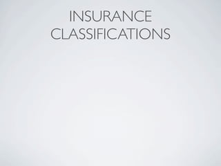 INSURANCE
CLASSIFICATIONS
 