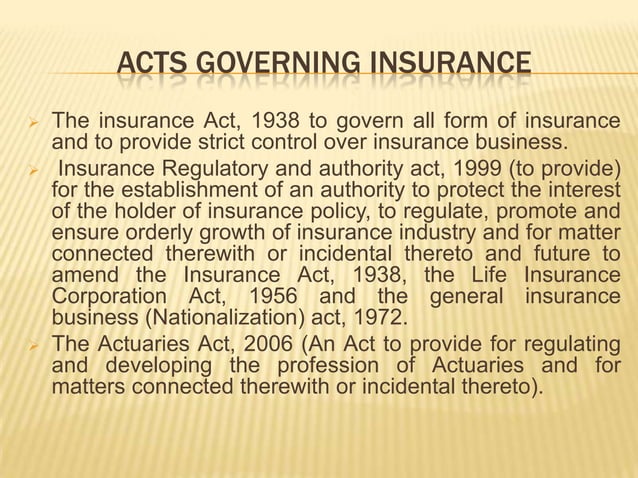 Insurance act 1938 PPT