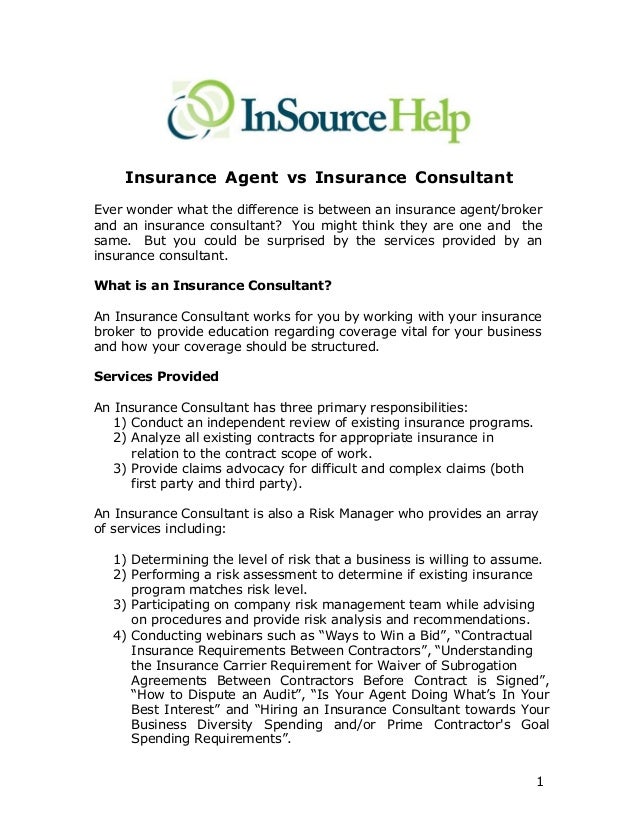 insurance agent vs insurance consultant publication insurance agent responsibilities