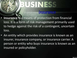 Insurance and doctrine of insurance | PPTX
