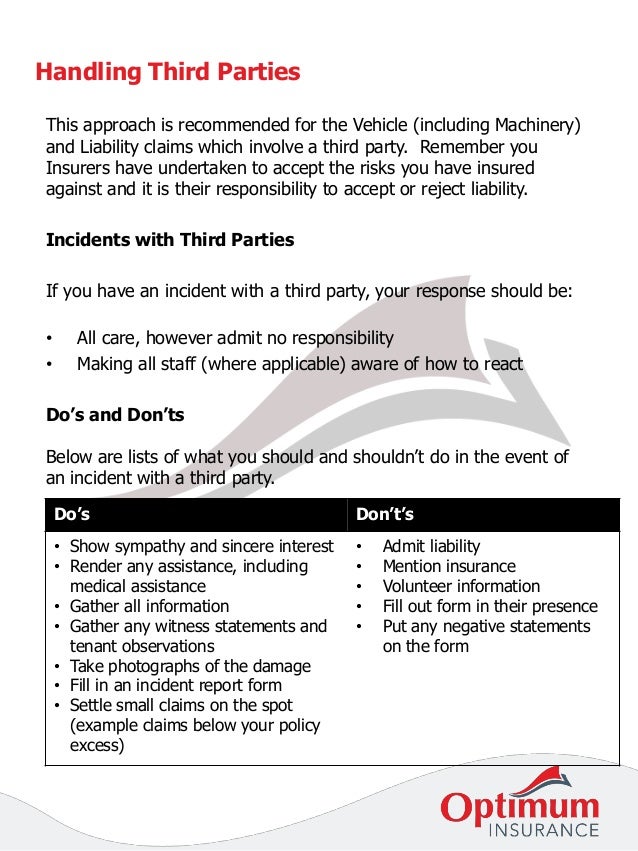 Insurance claims procedure guide how to handle third parties the dos