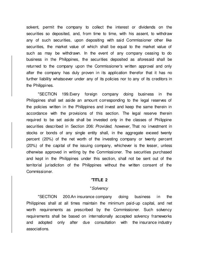 Insurance Code Of The Philippines PD 612 As Amended By RA