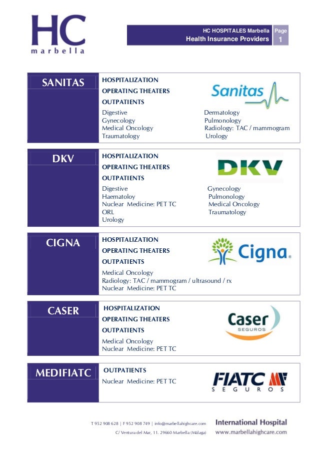 Insurance Companies In Hc Marbella International Hospital