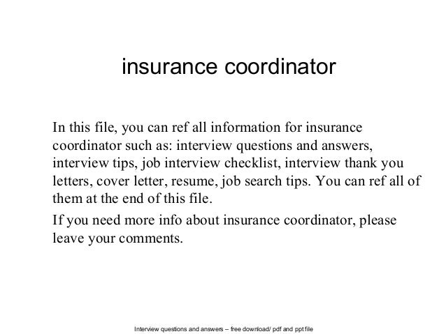 insurance coordinator resume