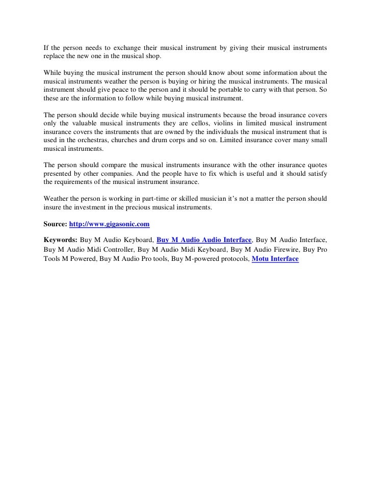 Insurance covering the musical instrument