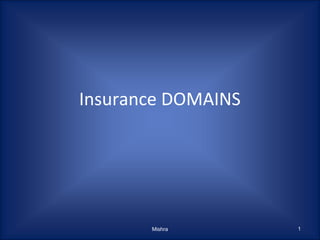 Insurance DOMAINS
Mishra 1
 