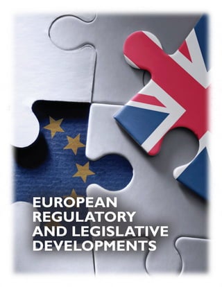 INSURANCE SECTOR TRENDS: FORECAST FOR 2017 AND 2016 YEAR END REVIEW  |  31
EUROPEAN
REGULATORY
AND LEGISLATIVE
DEVELOPMENTS
 