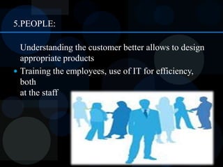 1.PRODUCT:A product means what we produce2.P RICING:i) The premium charged against the policies,ii) Interest charged for defaulting the payment of premium and credit facility, andiii) Commission charged for underwriting and consultancy activities.