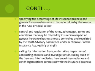 IRDA and claims of insurance