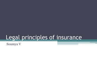 Legal principles of insurance
Soumya V
 