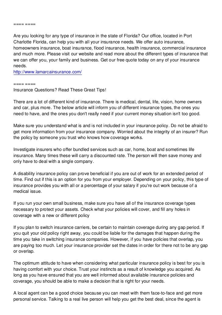 Insurance Questions? Read These Great Tips! Insurance Questions? Read These Great Tips!