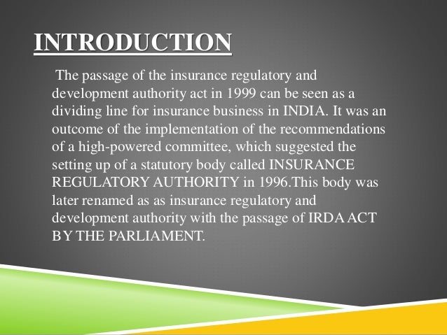Insurance regulatory and development authority (irda)
