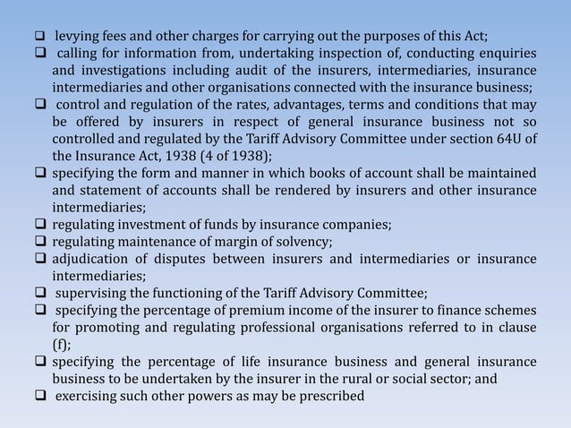 Insurance regulatory and development authority of india ppt