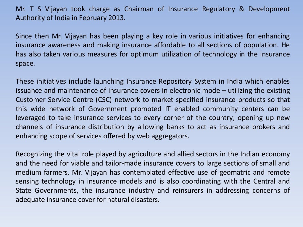 Insurance regulatory and development authority of india ppt