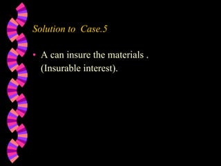 Solution to  Case.5 A can insure the materials . (Insurable interest). 