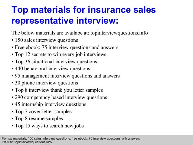 Insurance sales representative interview questions and answers
