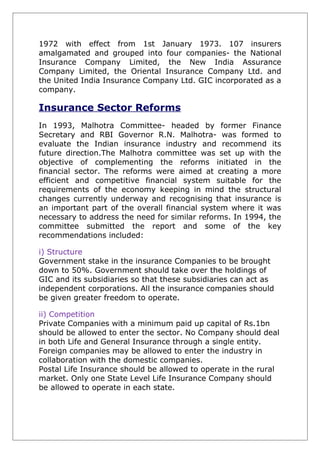 Insurance sector refroms in INDIA | DOC