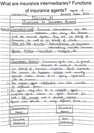 Insurance service management | B com sem 5th | Hand written Notes | by ...