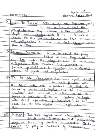 Insurance service management | B com sem 5th | Hand written Notes | by ...