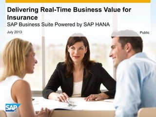 July 2013
Delivering Real-Time Business Value for
Insurance
SAP Business Suite Powered by SAP HANA
Public
 