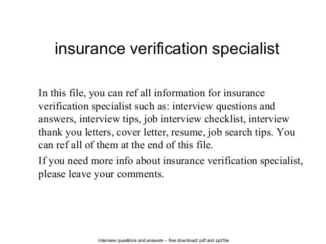 Insurance Verification Specialist