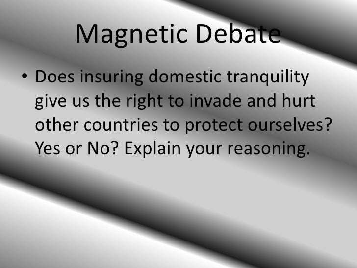 Insuring domestic tranquility