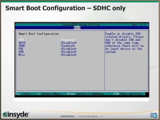Smart Boot Configuration – SDHC only

© 2013 Insyde Software

 