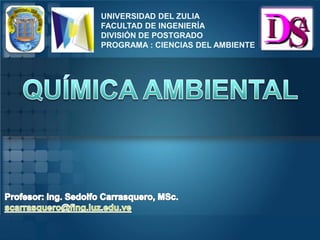 UNIVERSIDAD DEL ZULIA
FACULTAD DE INGENIERÍA
DIVISIÓN DE POSTGRADO
PROGRAMA : CIENCIAS DEL AMBIENTE
 