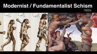 Modernist / Fundamentalist Schism
1920s
 