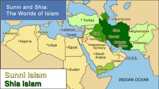 Shi’a Ali
Ali ibn Talib
601 - 661 AD
Divinely appointed Imam
Muhammad’s successor
Abu Bakr’s Cousin
 