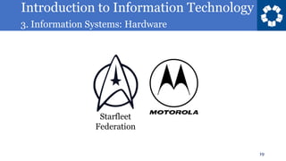 Introduction to Information Technology
3. Information Systems: Hardware
19
Starfleet
Federation
 