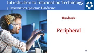Introduction to Information Technology
3. Information Systems: Hardware
61
Peripheral
Hardware
 