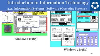 Introduction to Information Technology
4.2. Information Systems: Software (Operating Systems)
26
Windows 1 (1985)
Windows 2 (1987)
 
