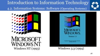 Introduction to Information Technology
4.2. Information Systems: Software (Operating Systems)
28
Windows 3.3 (1994)
Windows NT (1993)
 