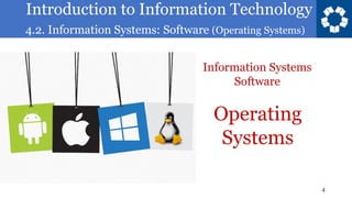 Introduction to Information Technology
4.2. Information Systems: Software (Operating Systems)
4
Operating
Systems
Information Systems
Software
 