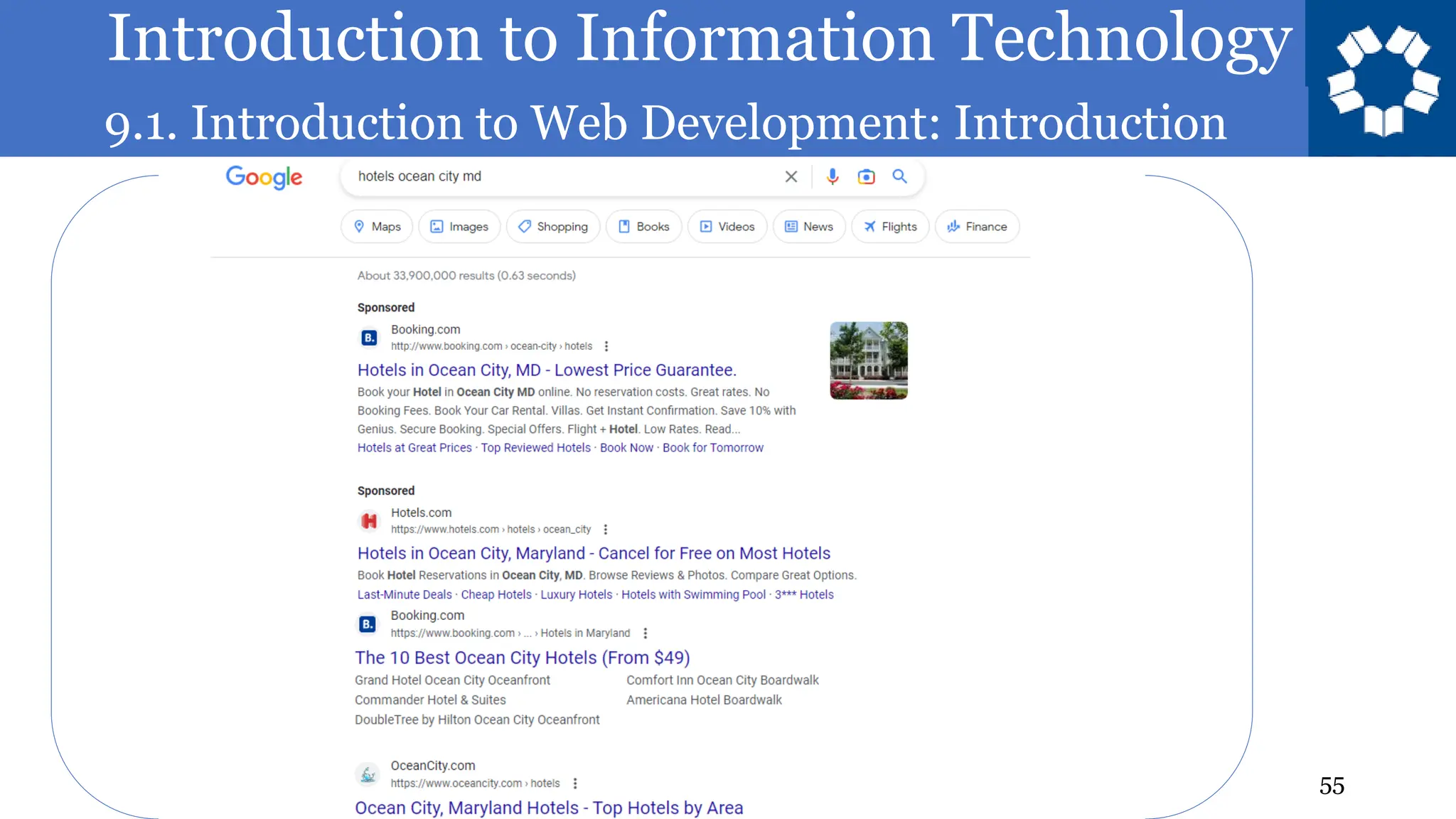 Introduction to Information Technology
9.1. Introduction to Web Development: Introduction
55
 