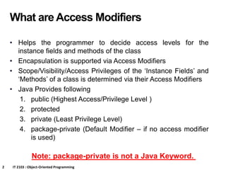 Comprehensive Guide to Java Access Modifiers and Their Scope in OOP | PDF