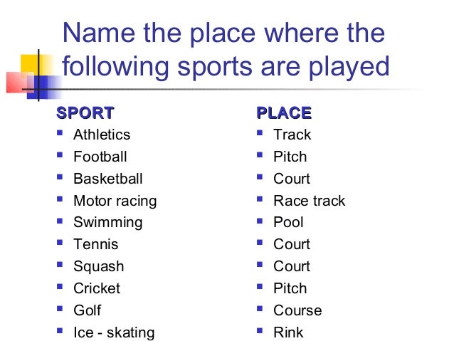 10 Sports Name