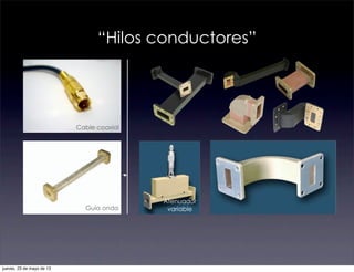 “Hilos conductores”
Cable coaxial
Guía onda
Atenuador
variable
jueves, 23 de mayo de 13
 