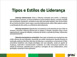 Tipos e Estilos de Liderança
 