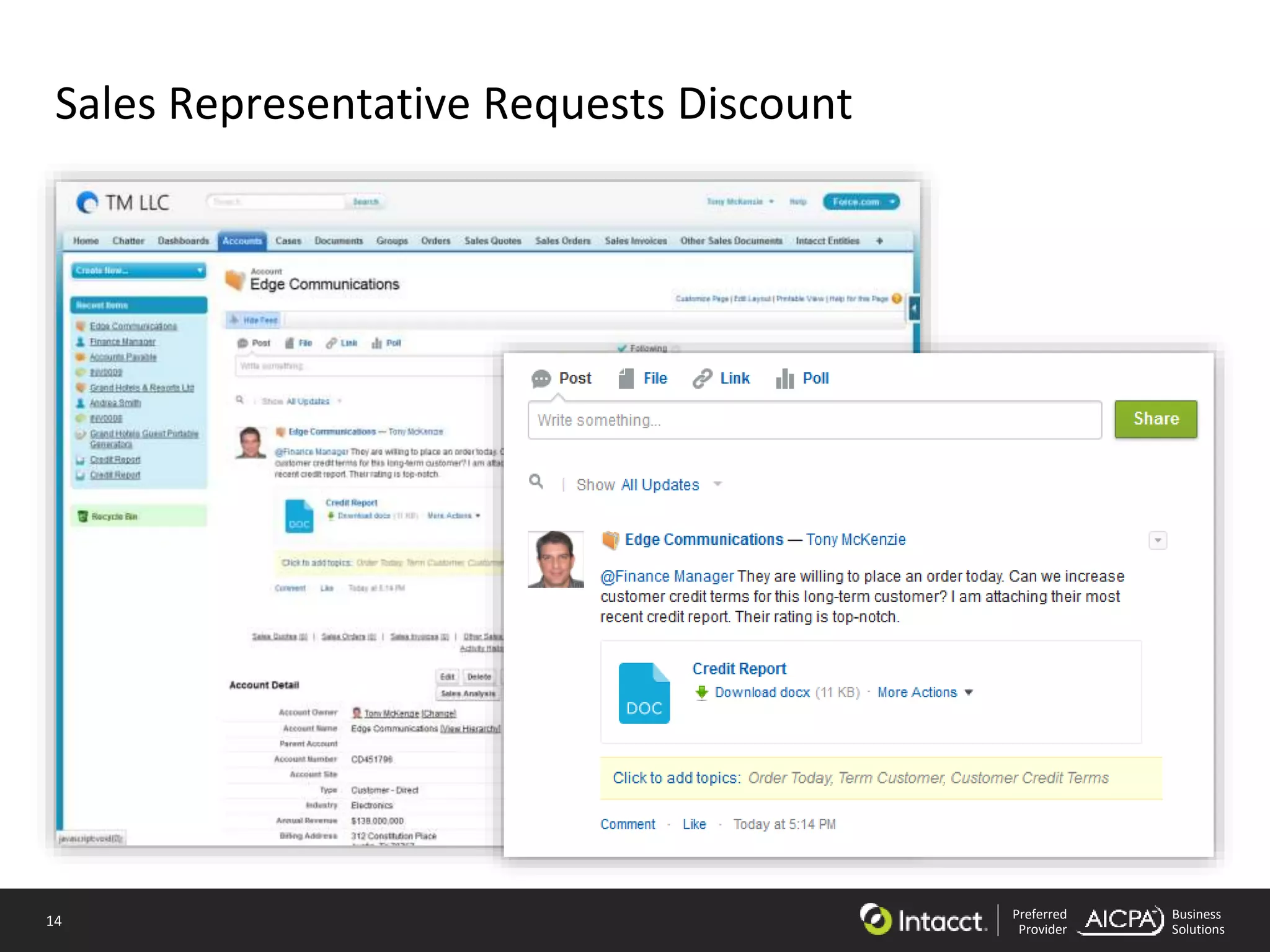14 Preferred
Provider
Business
Solutions
Sales Representative Requests Discount
 