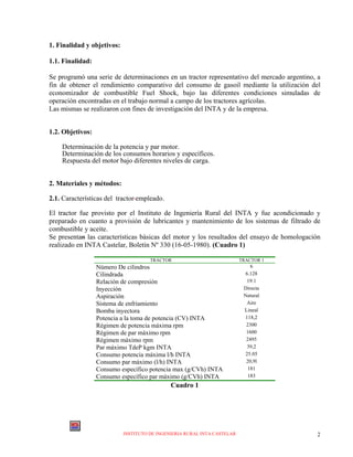 INSTITUTO DE INGENIERIA RURAL INTA CASTELAR 2
1. Finalidad y objetivos:
1.1. Finalidad:
Se programó una serie de determina...