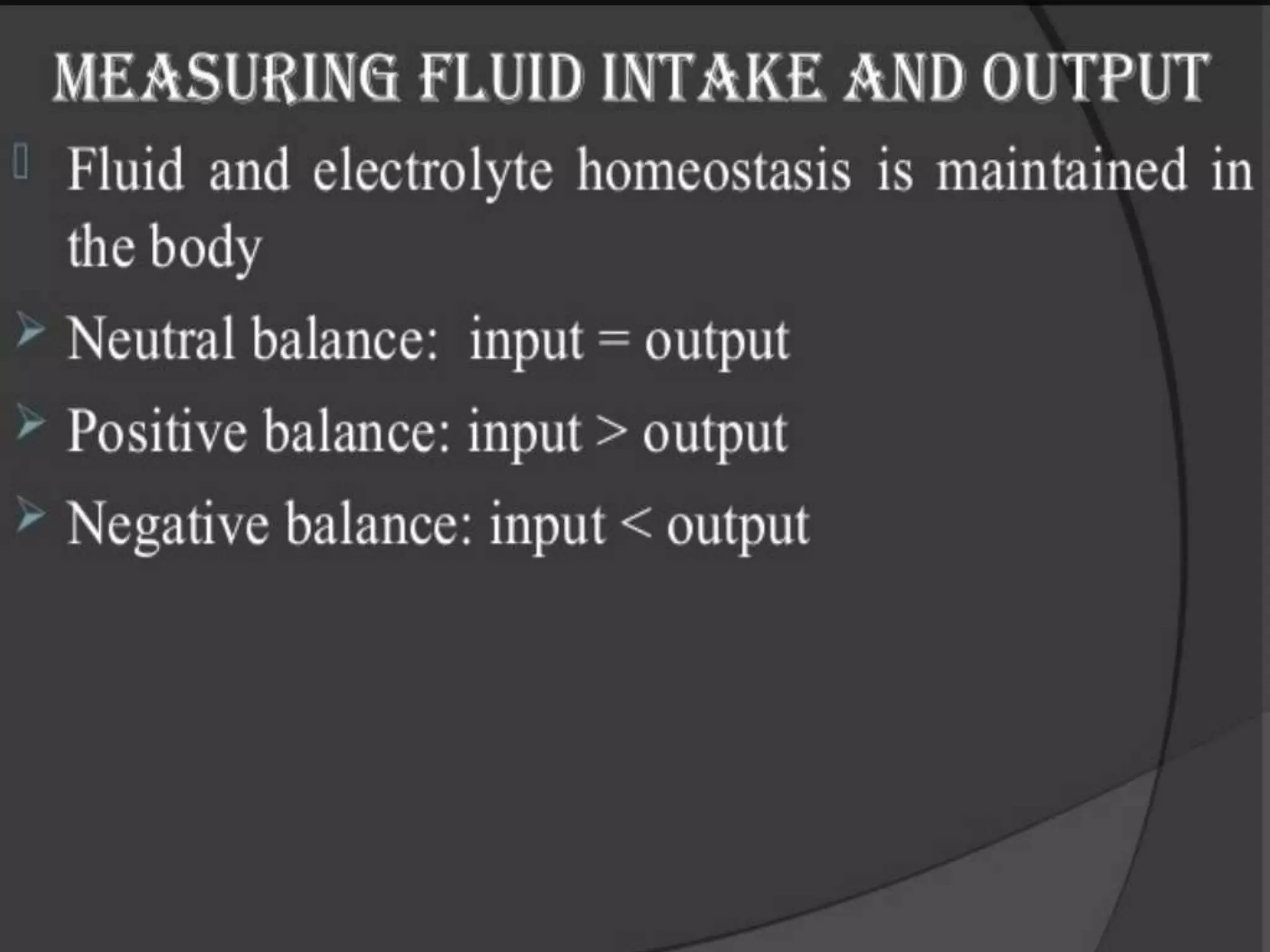 Intake and output