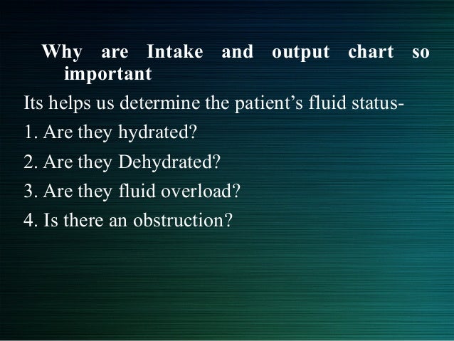 Importance Of Intake And Output Chart