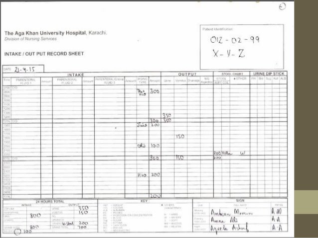 Intake And Output Chart Example