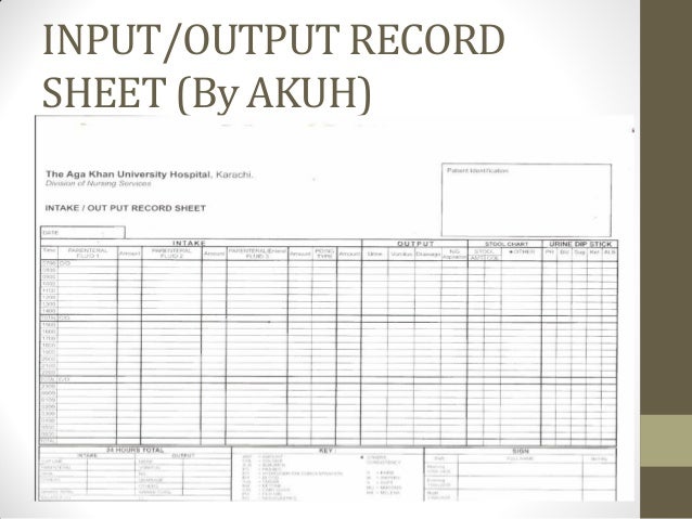 Intake And Output Chart Example